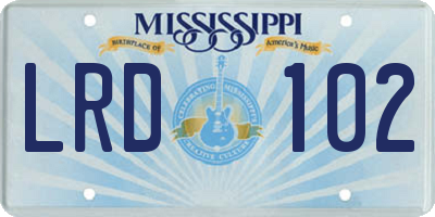 MS license plate LRD102