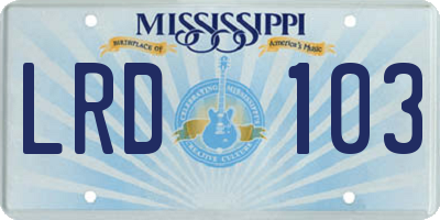MS license plate LRD103