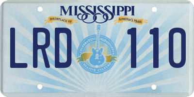 MS license plate LRD110