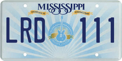 MS license plate LRD111