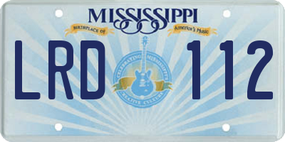 MS license plate LRD112