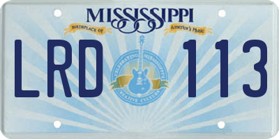 MS license plate LRD113