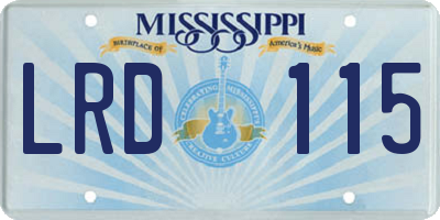 MS license plate LRD115