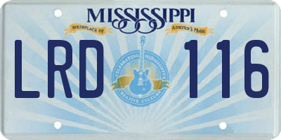 MS license plate LRD116