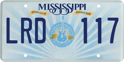 MS license plate LRD117