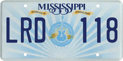 MS license plate LRD118