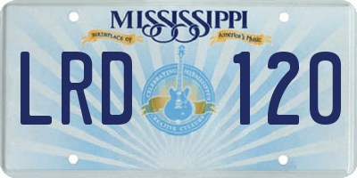 MS license plate LRD120