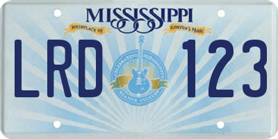 MS license plate LRD123