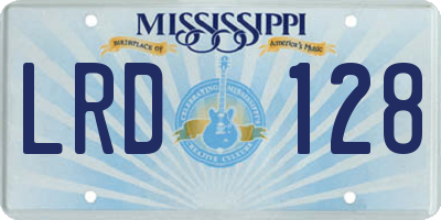MS license plate LRD128