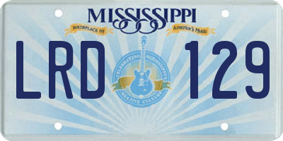 MS license plate LRD129