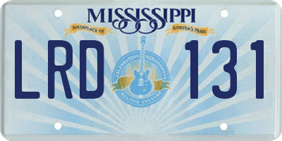 MS license plate LRD131