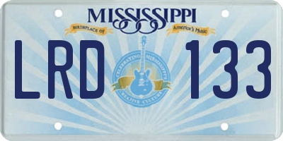MS license plate LRD133