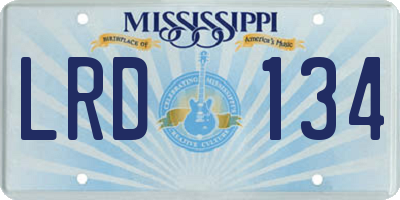 MS license plate LRD134