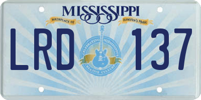 MS license plate LRD137
