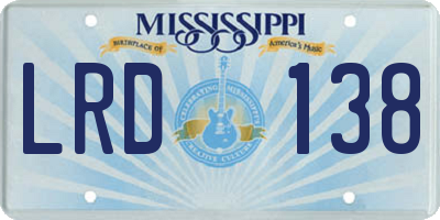 MS license plate LRD138