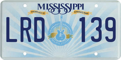 MS license plate LRD139