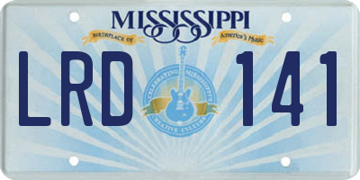 MS license plate LRD141