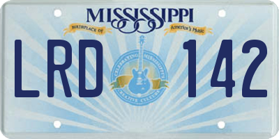 MS license plate LRD142