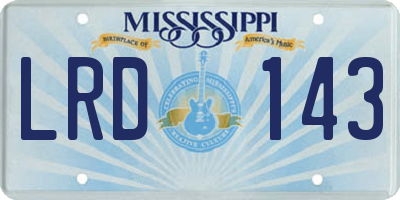 MS license plate LRD143