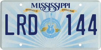 MS license plate LRD144