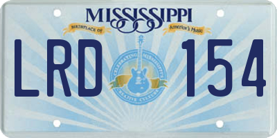 MS license plate LRD154