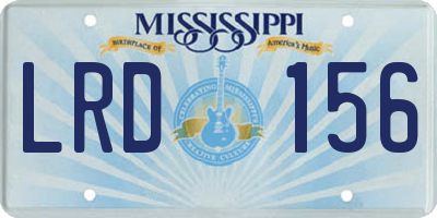 MS license plate LRD156