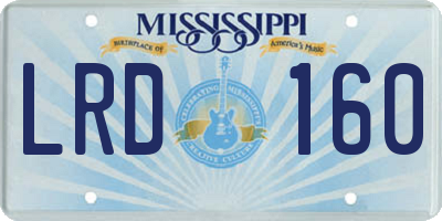 MS license plate LRD160