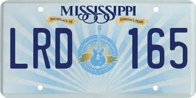 MS license plate LRD165