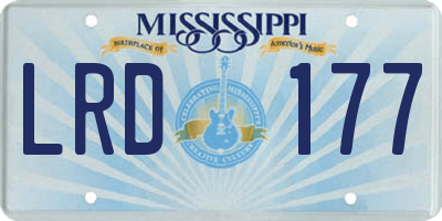MS license plate LRD177