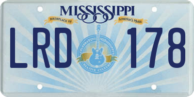 MS license plate LRD178