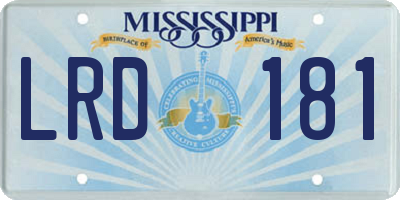 MS license plate LRD181