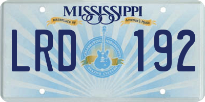 MS license plate LRD192