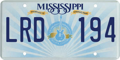 MS license plate LRD194