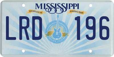 MS license plate LRD196