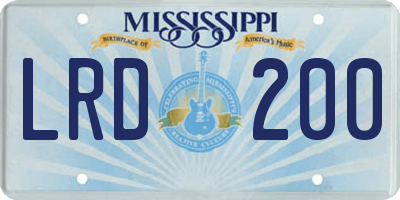 MS license plate LRD200