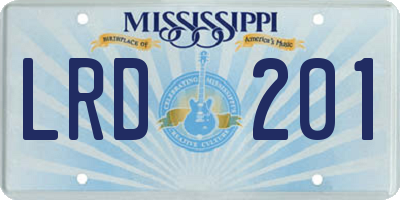 MS license plate LRD201
