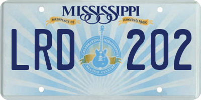 MS license plate LRD202