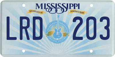MS license plate LRD203
