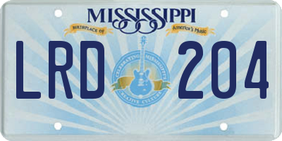 MS license plate LRD204