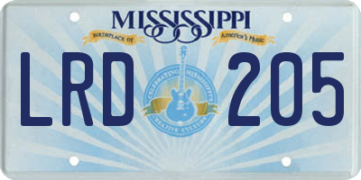 MS license plate LRD205