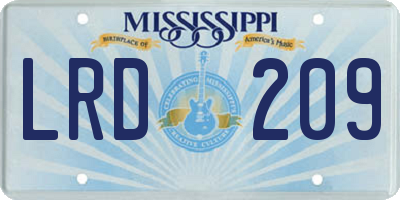 MS license plate LRD209