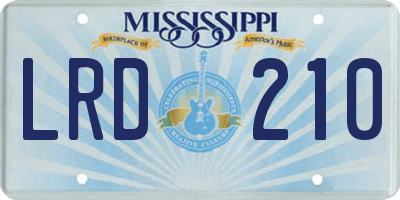 MS license plate LRD210