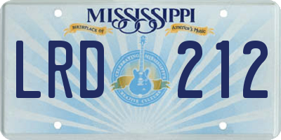 MS license plate LRD212