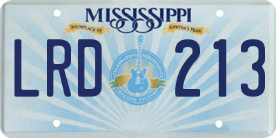 MS license plate LRD213