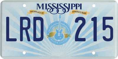 MS license plate LRD215