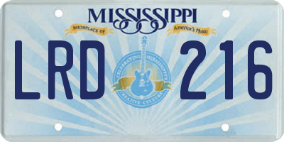 MS license plate LRD216