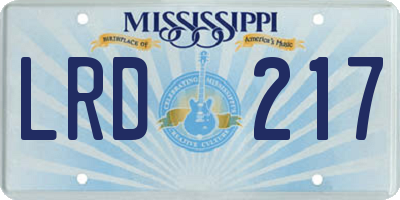 MS license plate LRD217