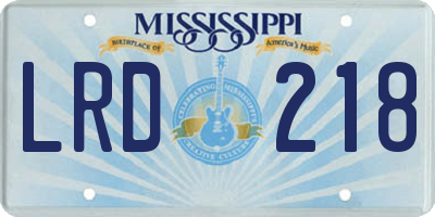 MS license plate LRD218