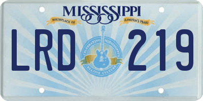 MS license plate LRD219
