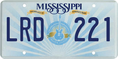 MS license plate LRD221